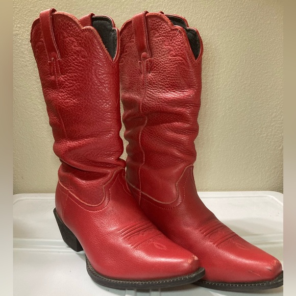 Competitor Shoes - Red Leather Women's Cowboy Boots